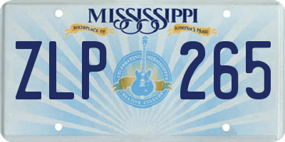 MS license plate ZLP265