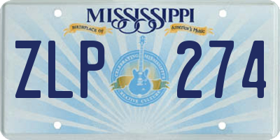 MS license plate ZLP274