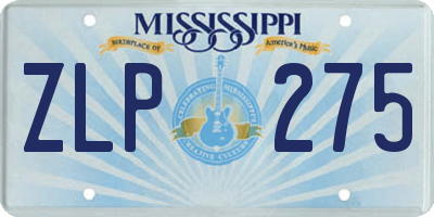 MS license plate ZLP275