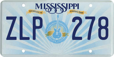 MS license plate ZLP278