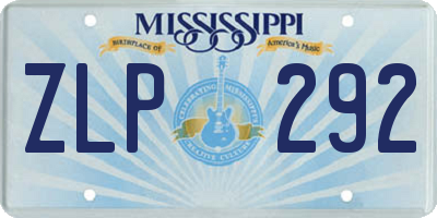 MS license plate ZLP292