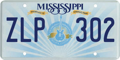 MS license plate ZLP302