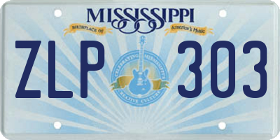 MS license plate ZLP303