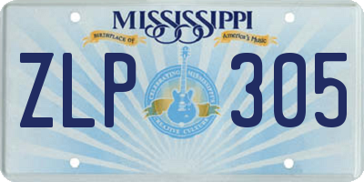 MS license plate ZLP305