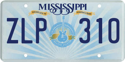 MS license plate ZLP310