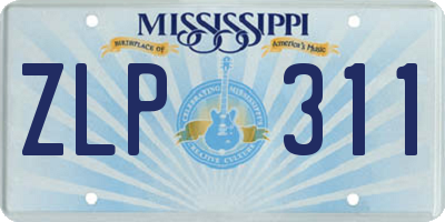 MS license plate ZLP311
