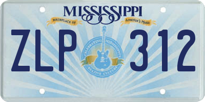 MS license plate ZLP312