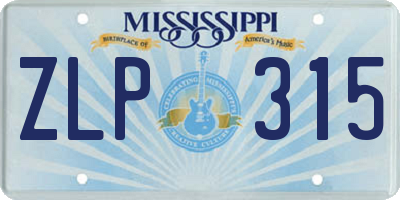 MS license plate ZLP315