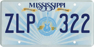 MS license plate ZLP322