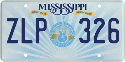 MS license plate ZLP326