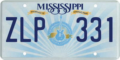 MS license plate ZLP331