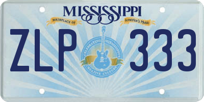 MS license plate ZLP333