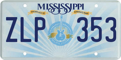MS license plate ZLP353