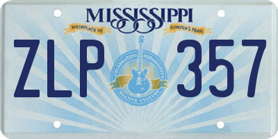 MS license plate ZLP357