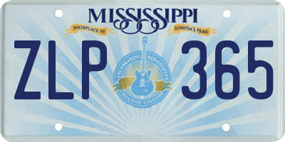 MS license plate ZLP365