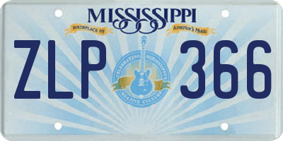 MS license plate ZLP366
