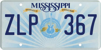 MS license plate ZLP367