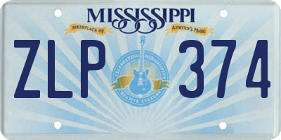 MS license plate ZLP374