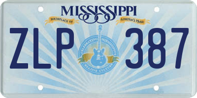 MS license plate ZLP387