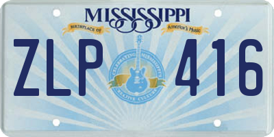 MS license plate ZLP416