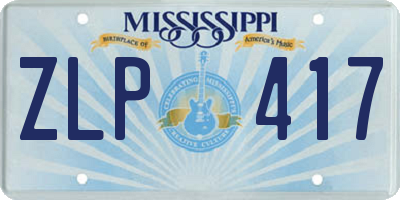 MS license plate ZLP417