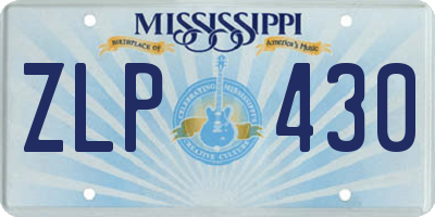 MS license plate ZLP430