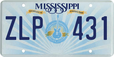 MS license plate ZLP431