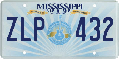 MS license plate ZLP432