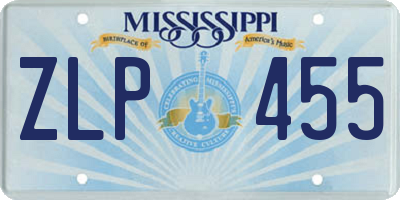 MS license plate ZLP455