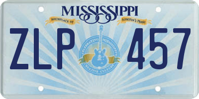 MS license plate ZLP457