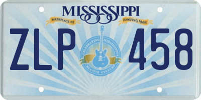 MS license plate ZLP458