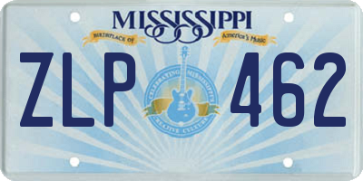 MS license plate ZLP462