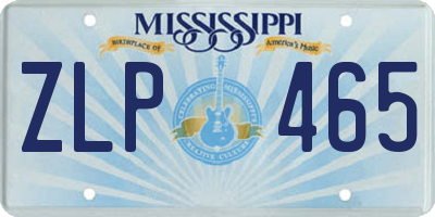 MS license plate ZLP465