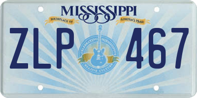 MS license plate ZLP467