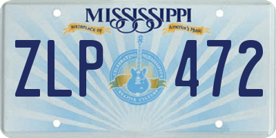 MS license plate ZLP472