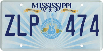 MS license plate ZLP474