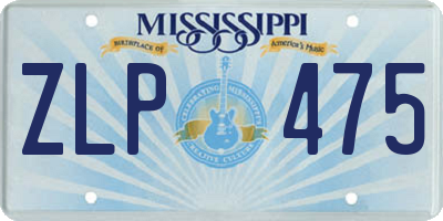 MS license plate ZLP475