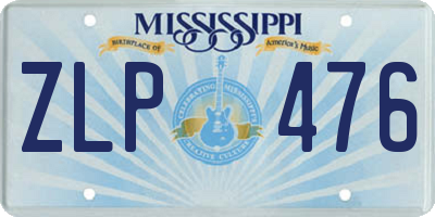 MS license plate ZLP476