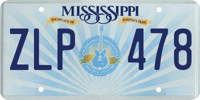 MS license plate ZLP478