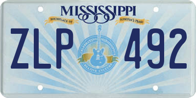 MS license plate ZLP492