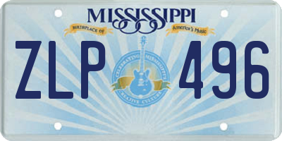 MS license plate ZLP496