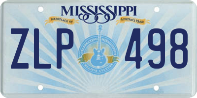 MS license plate ZLP498
