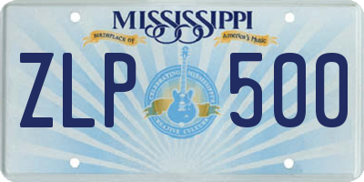 MS license plate ZLP500