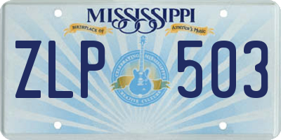 MS license plate ZLP503
