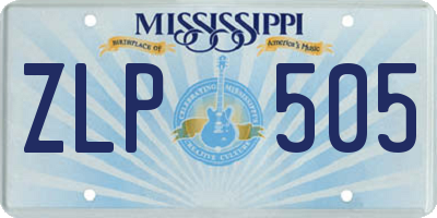 MS license plate ZLP505
