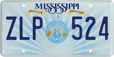 MS license plate ZLP524