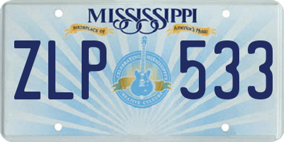 MS license plate ZLP533