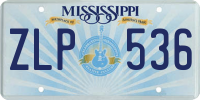 MS license plate ZLP536