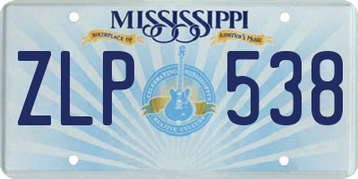 MS license plate ZLP538