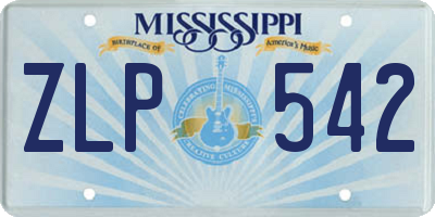 MS license plate ZLP542